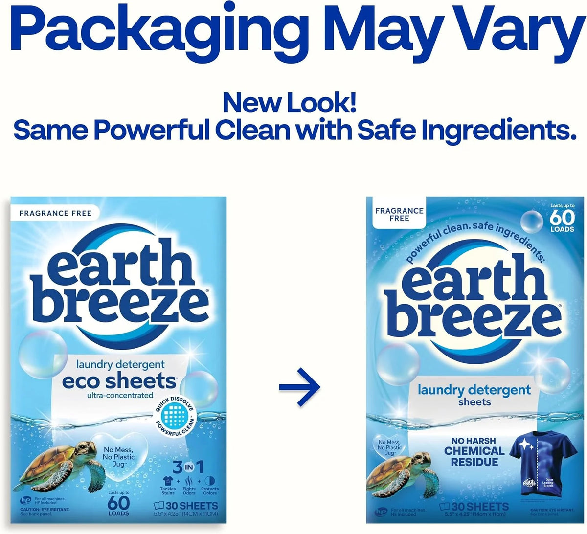 Earth Breeze Laundry Detergent Sheets Calming Lavender 60 Loads (Fragrance Free)